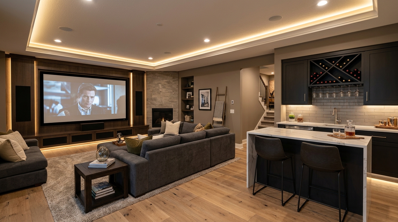 Finished Basement and Entertainment Lounge